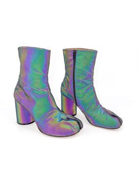 Maison Margiela Tabi Iridescent Reflective Ankle Boots Size 40 US 10 Women’s